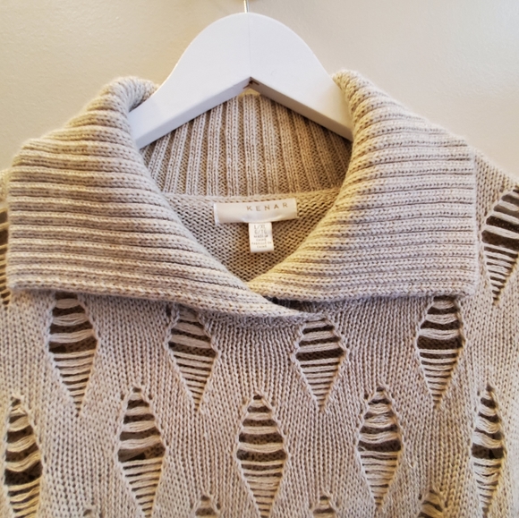 Kenar poncho with collar L/XL, beige color - Picture 5 of 11